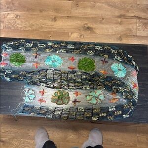 Colorful Embroidered silk Scarf